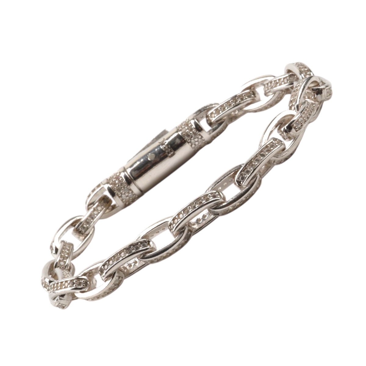 925 Sterling Silver Zircon Stone Men’s Bracelet