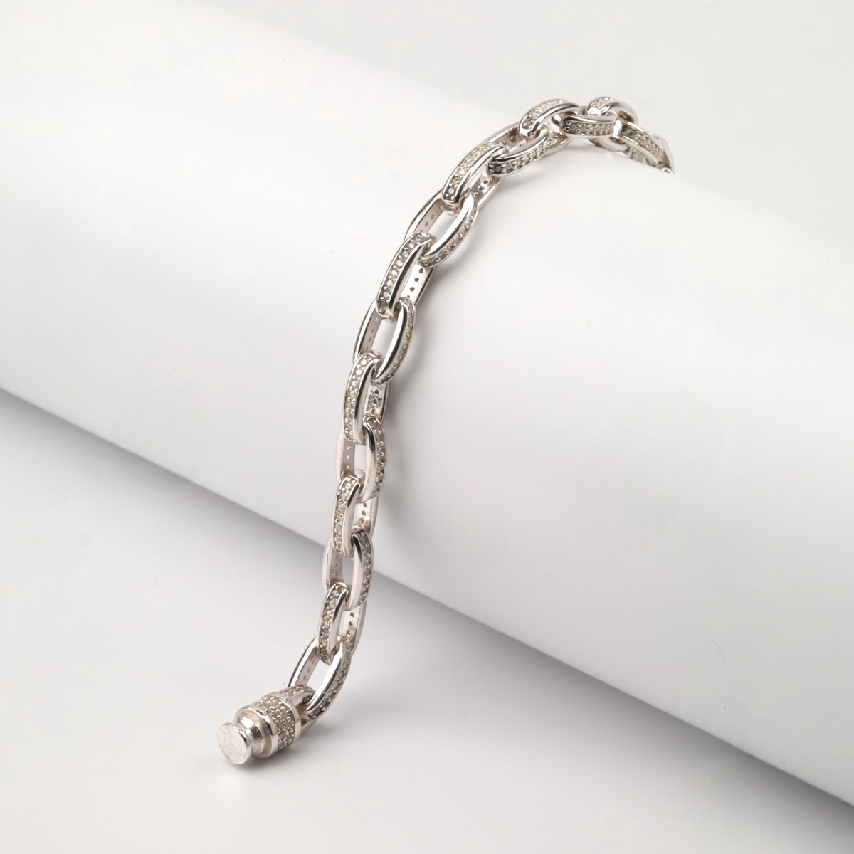 925 Sterling Silver Zircon Stone Men’s Bracelet