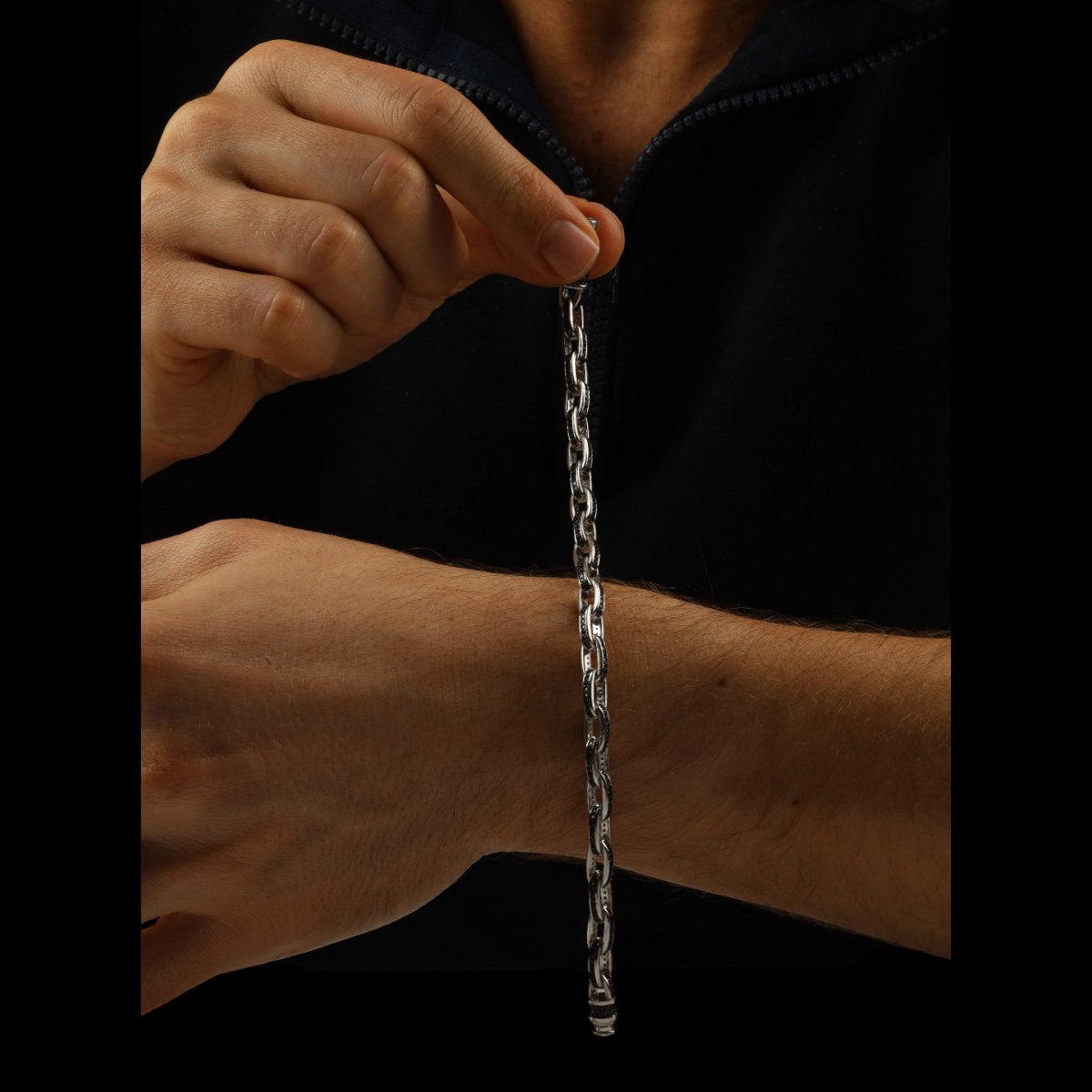 925 Sterling Silver Zircon Stone Men’s Bracelet