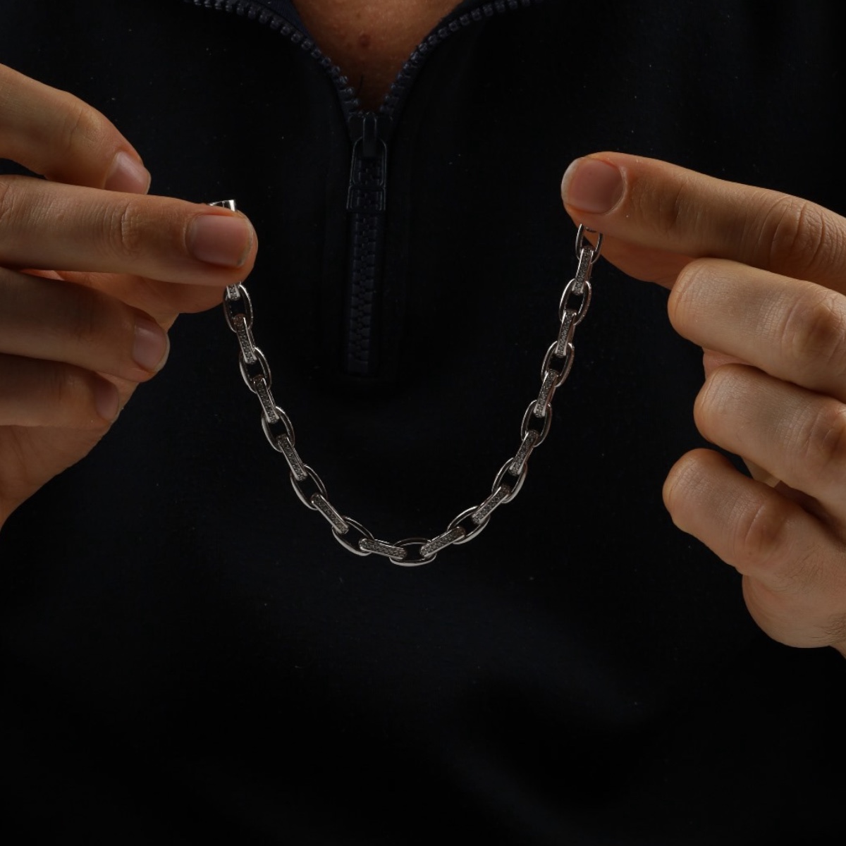 925 Sterling Silver Zircon Stone Men’s Bracelet