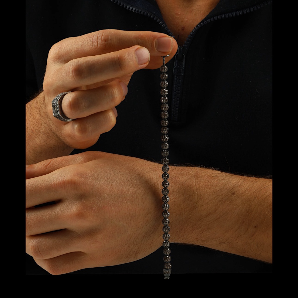 Unisex Silver Bracelet with 925 Sterling Stone