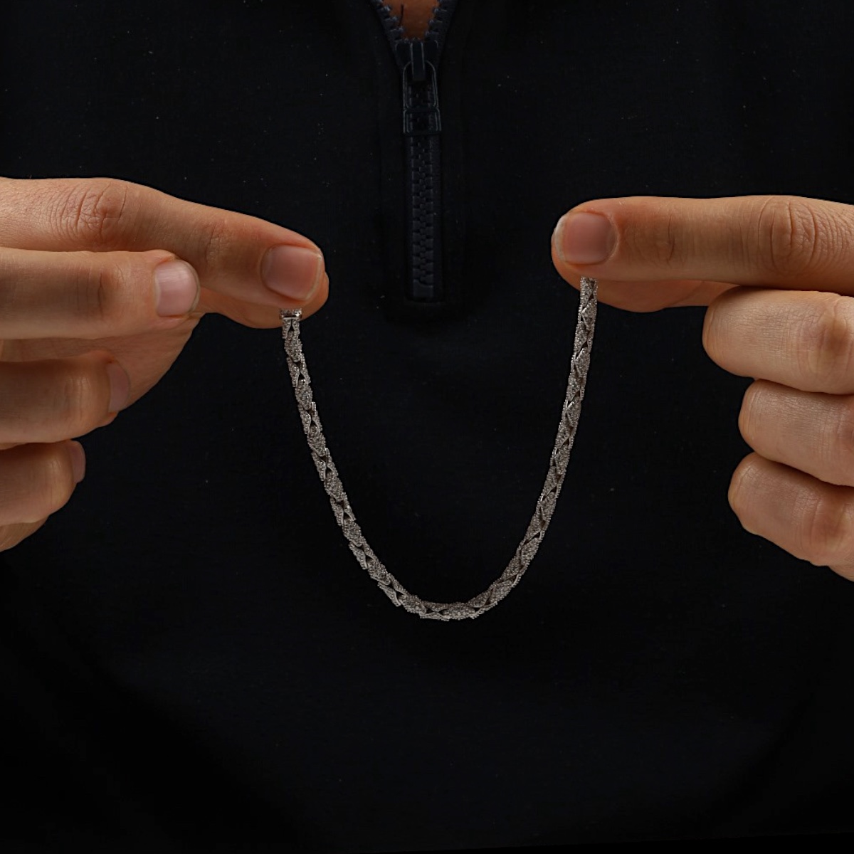 925 Ayar Beyaz Kübik Zirkon Unisex Gümüş Bileklik