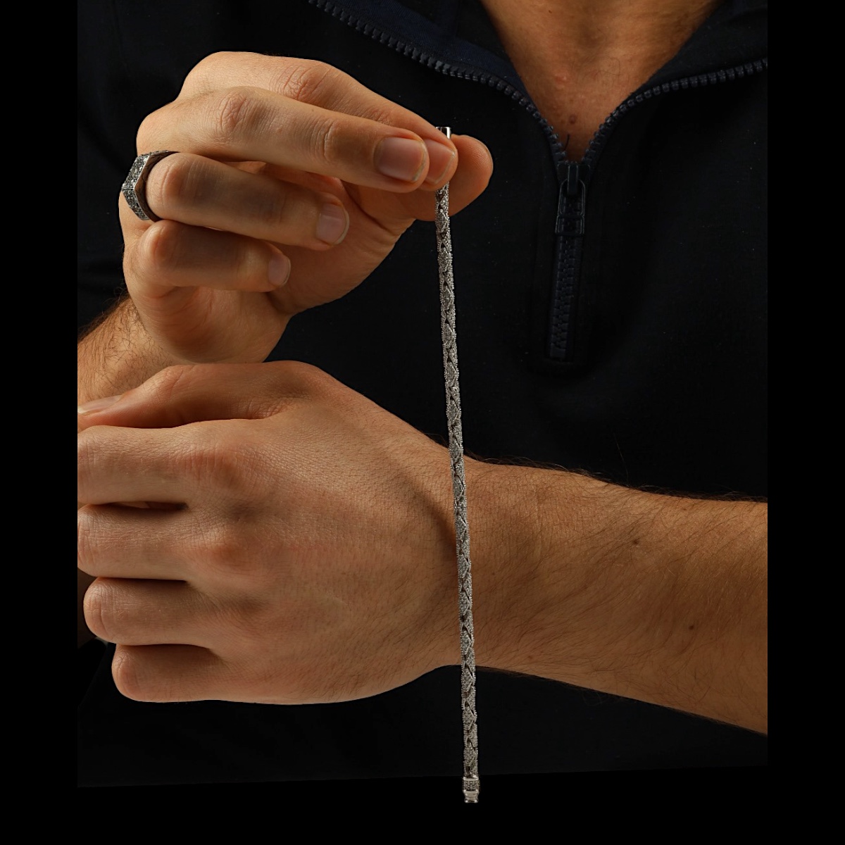925 Ayar Beyaz Kübik Zirkon Unisex Gümüş Bileklik