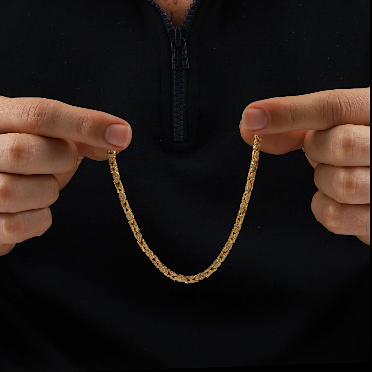 925 Ayar Altın Kaplama Kübik Zirkon Unisex Gümüş Bileklik