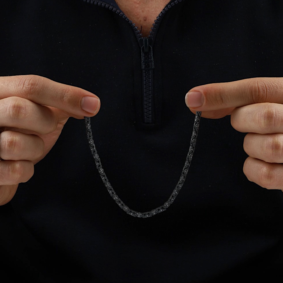 925 Ayar Oksitli Kübik Zirkon Unisex Gümüş Bileklik