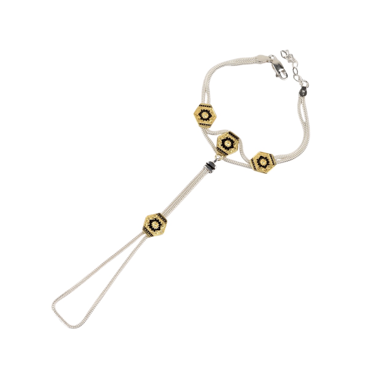 925 Ayar Kadın Siyah Mineli Gümüş Şahmeran