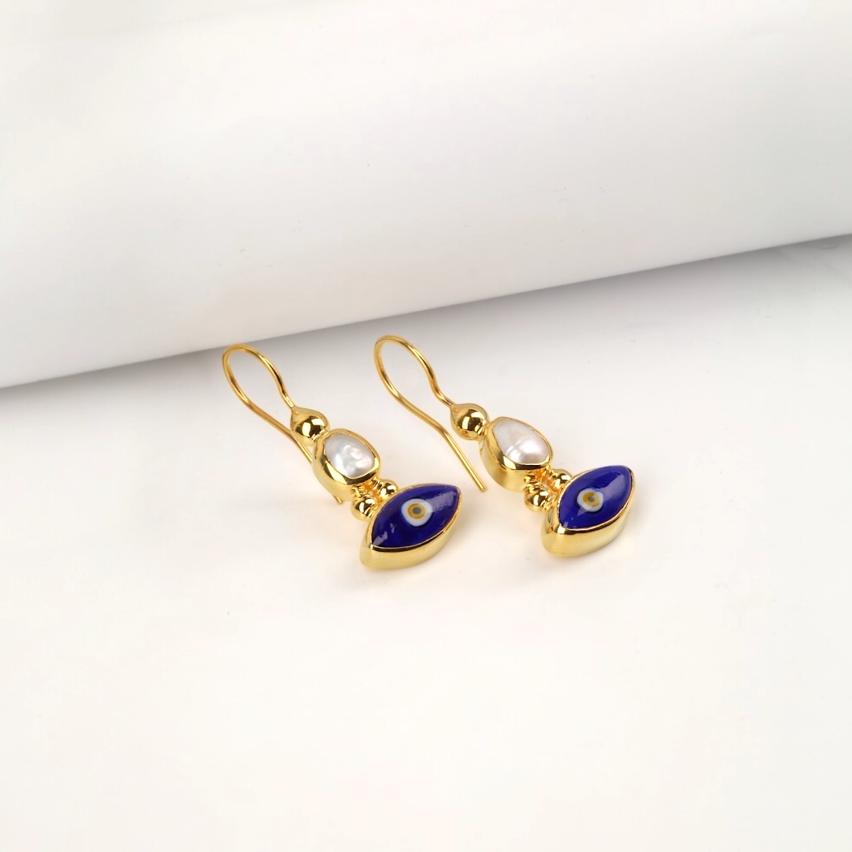 925 Sterling Silver Gold Set with Evil Eye Beads