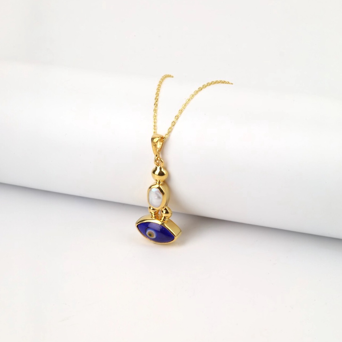 925 Sterling Silver Gold Set with Evil Eye Beads