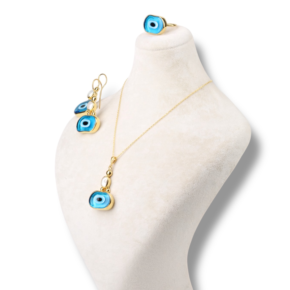 925 Sterling Silver Gold Evil Eye Set