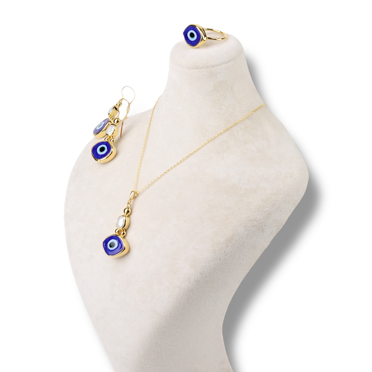 925 Sterling Silver Gold Evil Eye Set