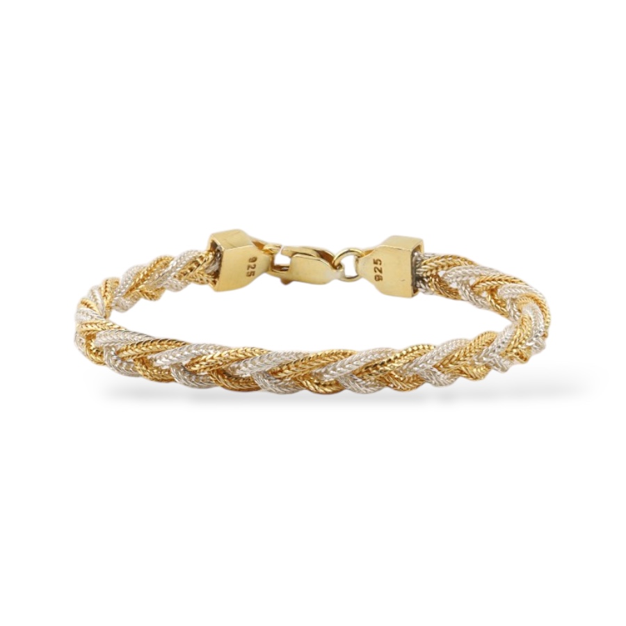925K Mardin Straw Minimal Silver Bracelet