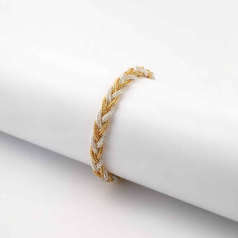 925K Mardin Straw Minimal Silver Bracelet