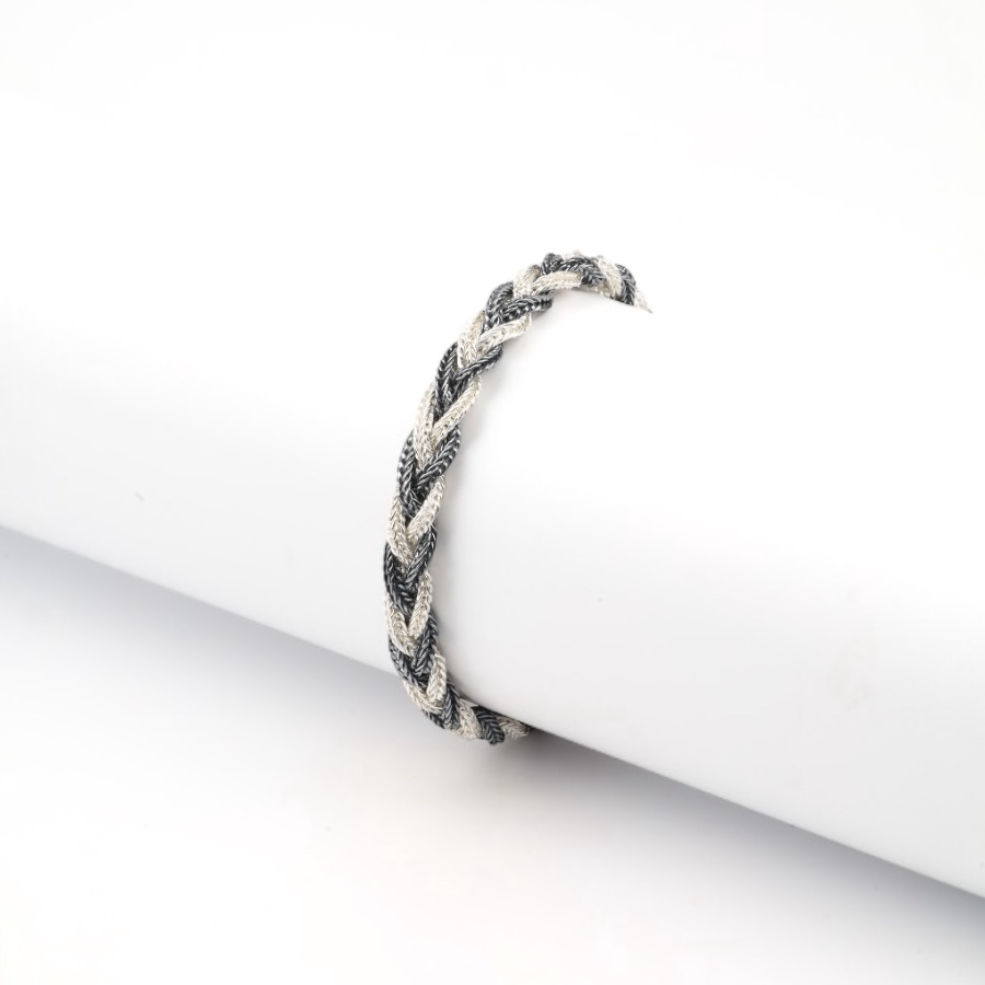 925K Mardin Straw Minimal Silver Bracelet