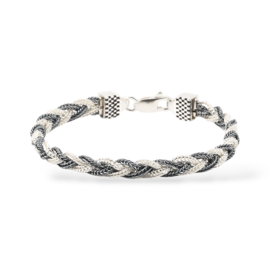 925K Mardin Straw Minimal Silver Bracelet