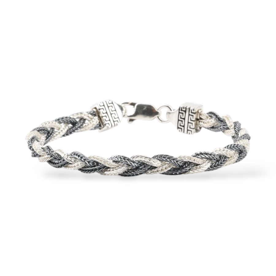 925K Mardin Straw Minimal Silver Bracelet