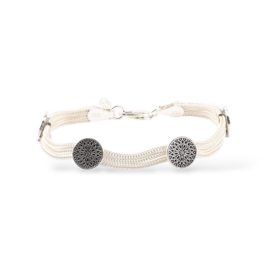 925 Carat Mardin Straw 3-Piece Silver Bracelet