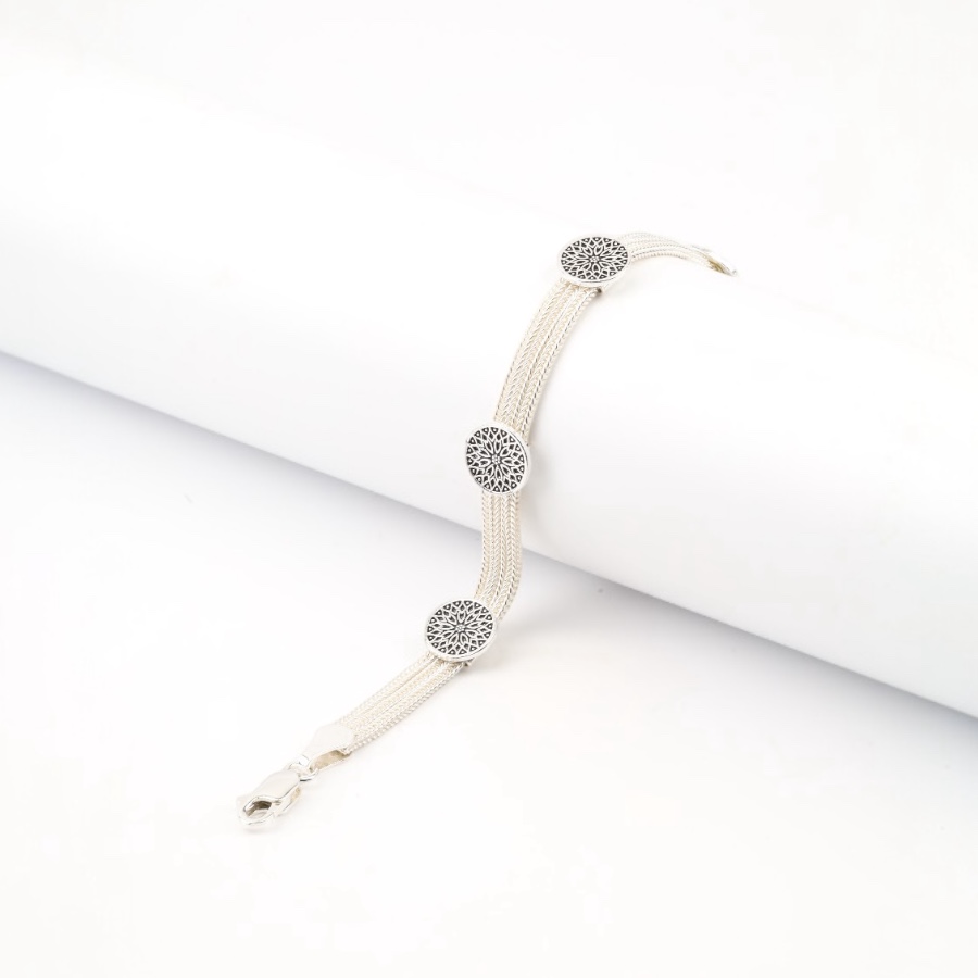 925 Carat Mardin Straw 3-Piece Silver Bracelet