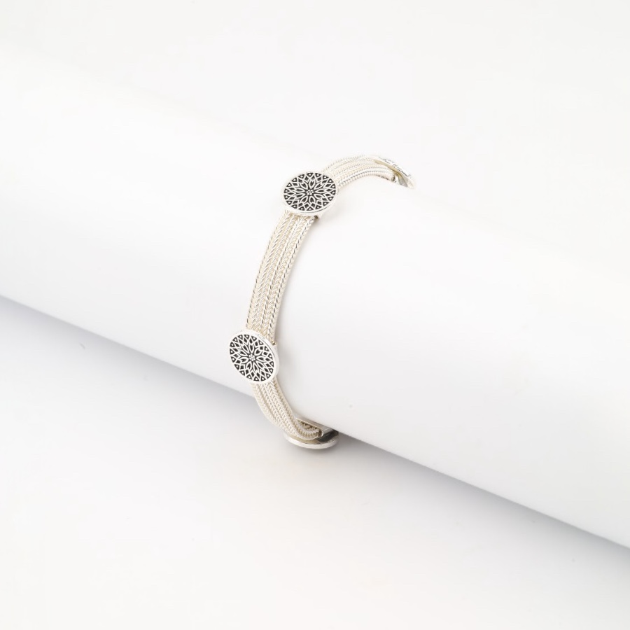 925 Carat Mardin Straw 3-Piece Silver Bracelet