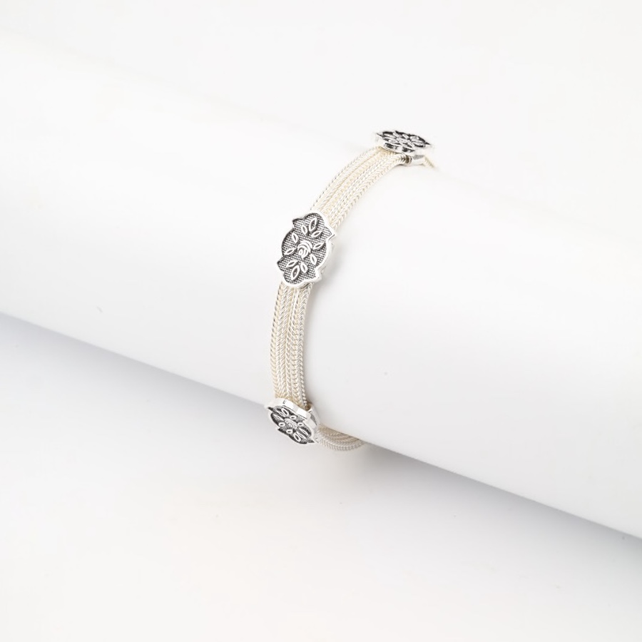 925 Carat Mardin Straw 3-Piece Silver Bracelet