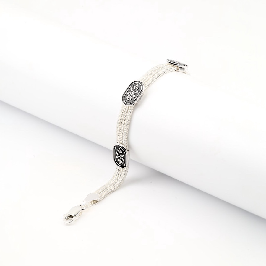 925 Carat Mardin Straw 3-Piece Silver Bracelet
