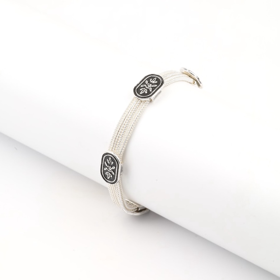 925 Carat Mardin Straw 3-Piece Silver Bracelet