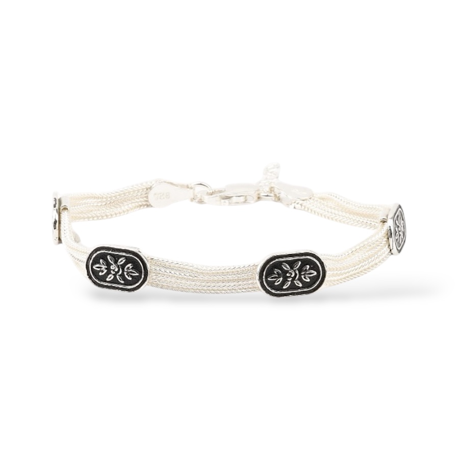 925 Carat Mardin Straw 3-Piece Silver Bracelet