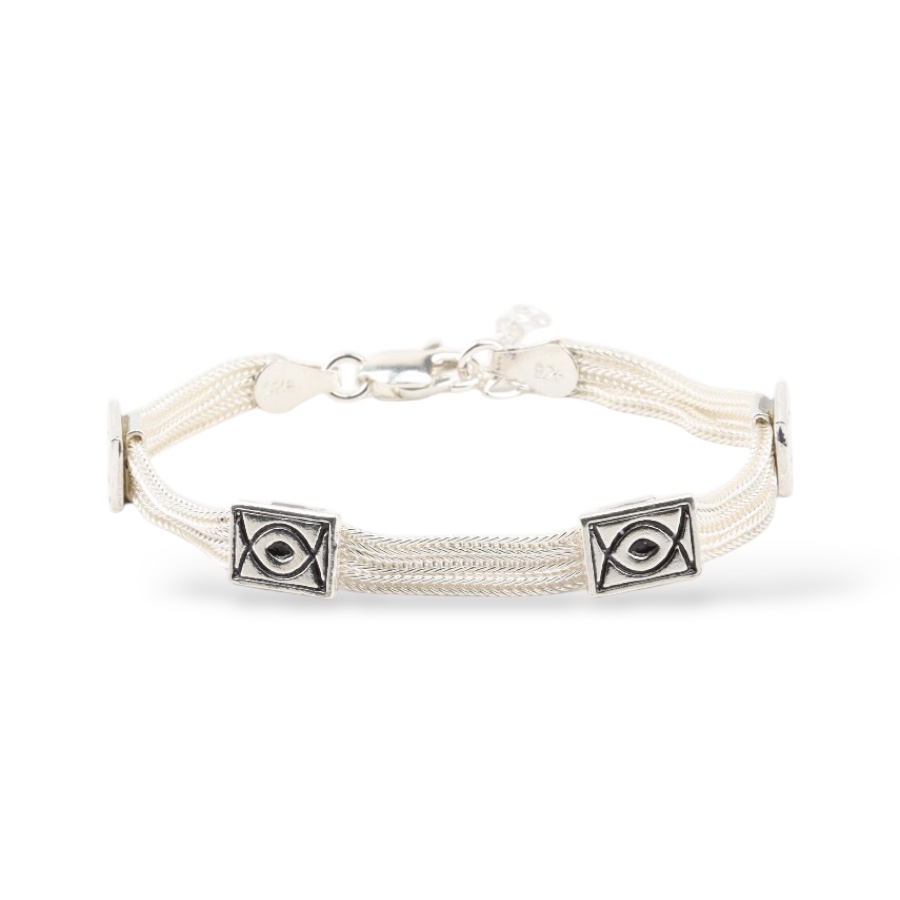 925 Carat Mardin Straw 3-Piece Silver Bracelet