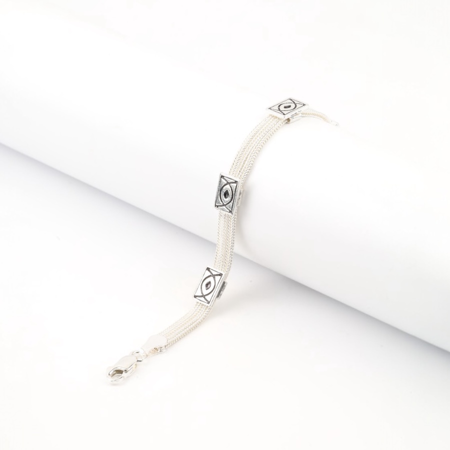 925 Carat Mardin Straw 3-Piece Silver Bracelet