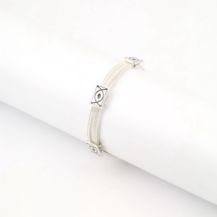 925 Carat Mardin Straw 3-Piece Silver Bracelet