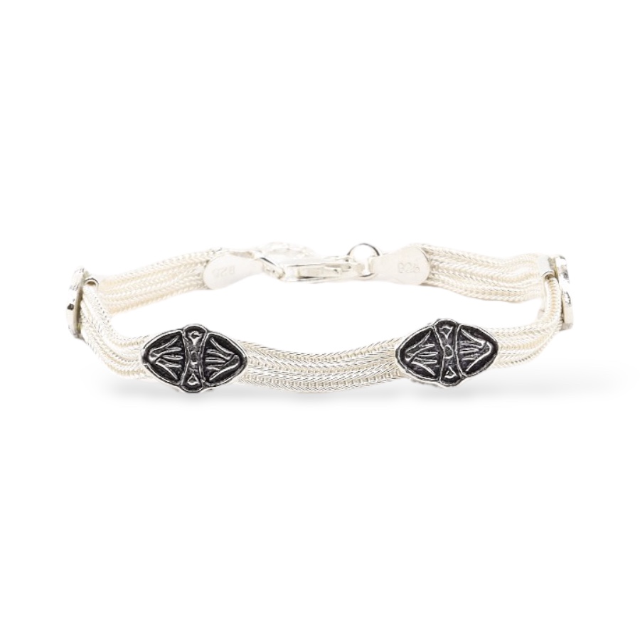 925 Carat Mardin Straw 3-Piece Silver Bracelet