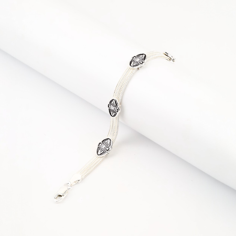 925 Carat Mardin Straw 3-Piece Silver Bracelet