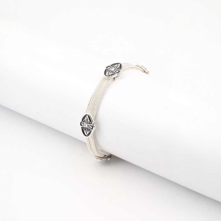 925 Carat Mardin Straw 3-Piece Silver Bracelet
