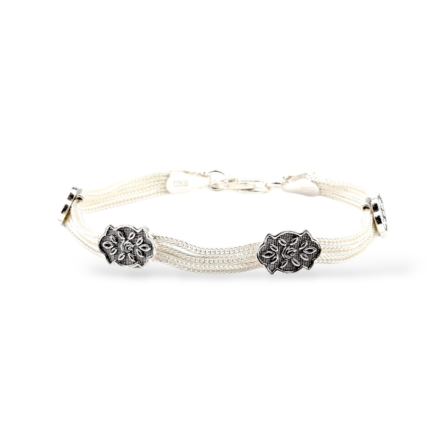 925 Carat Mardin Straw 3-Piece Silver Bracelet