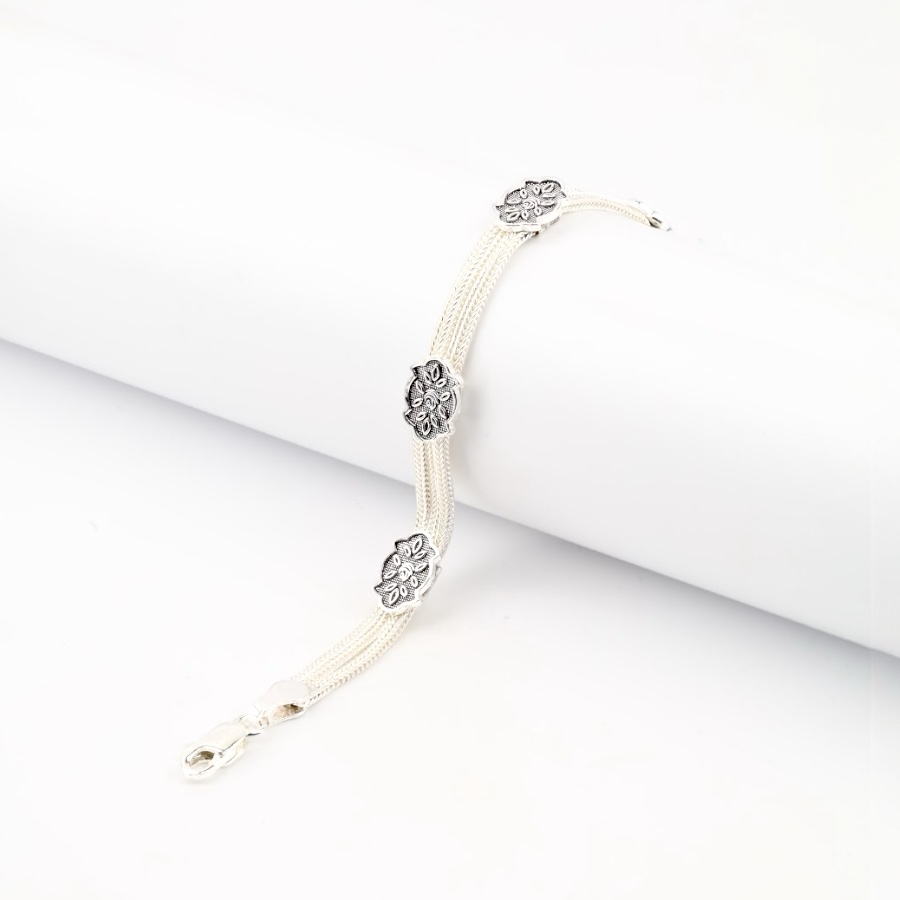 925 Carat Mardin Straw 3-Piece Silver Bracelet