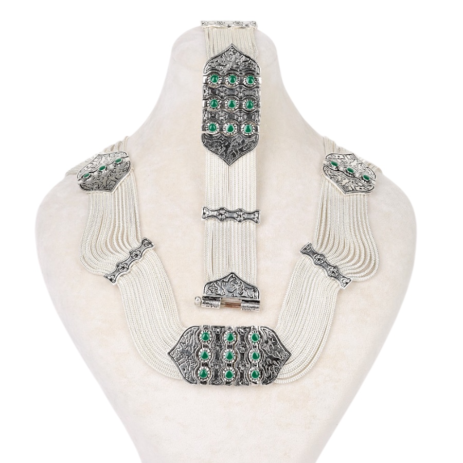 925 Sterling Red Enamel Bird Motif Mardin Wicker Set