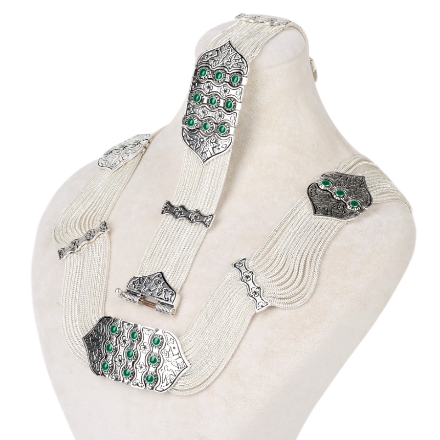 925 Sterling Red Enamel Bird Motif Mardin Wicker Set