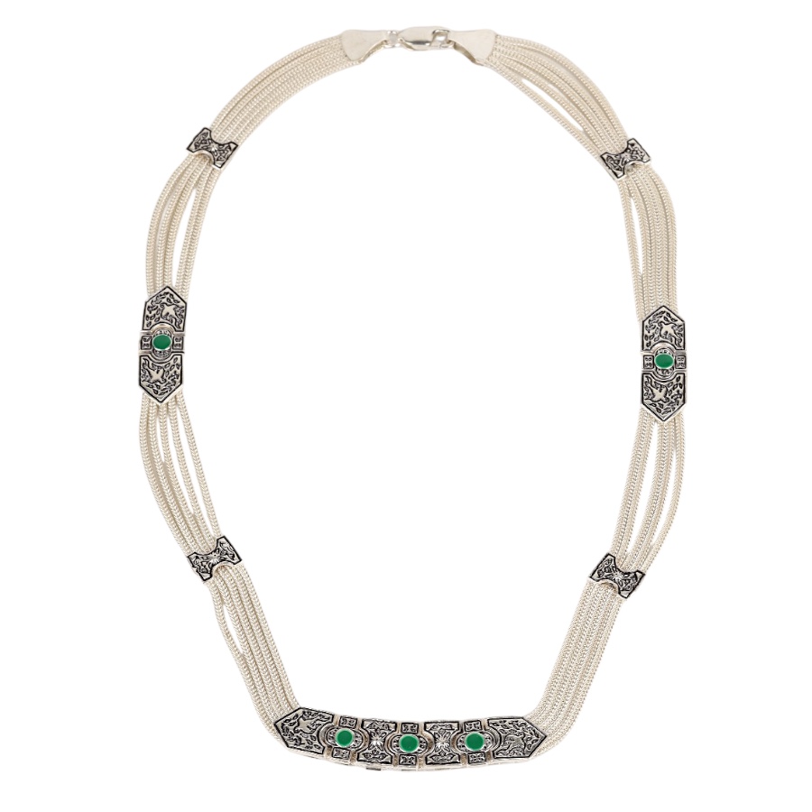 925 Sterling Red Enamel Bird Motif Mardin Necklace