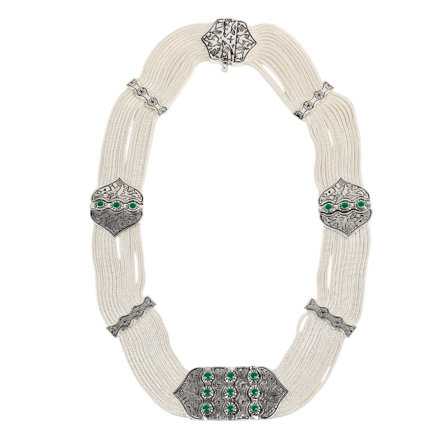 925 Sterling Enamel and Bird Motif Wicker Necklace