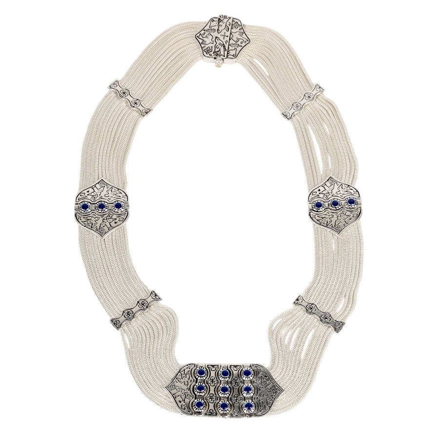925 Sterling Enamel and Bird Motif Wicker Necklace