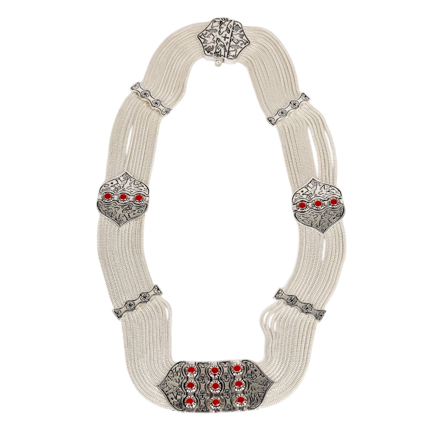 925 Sterling Enamel and Bird Motif Wicker Necklace