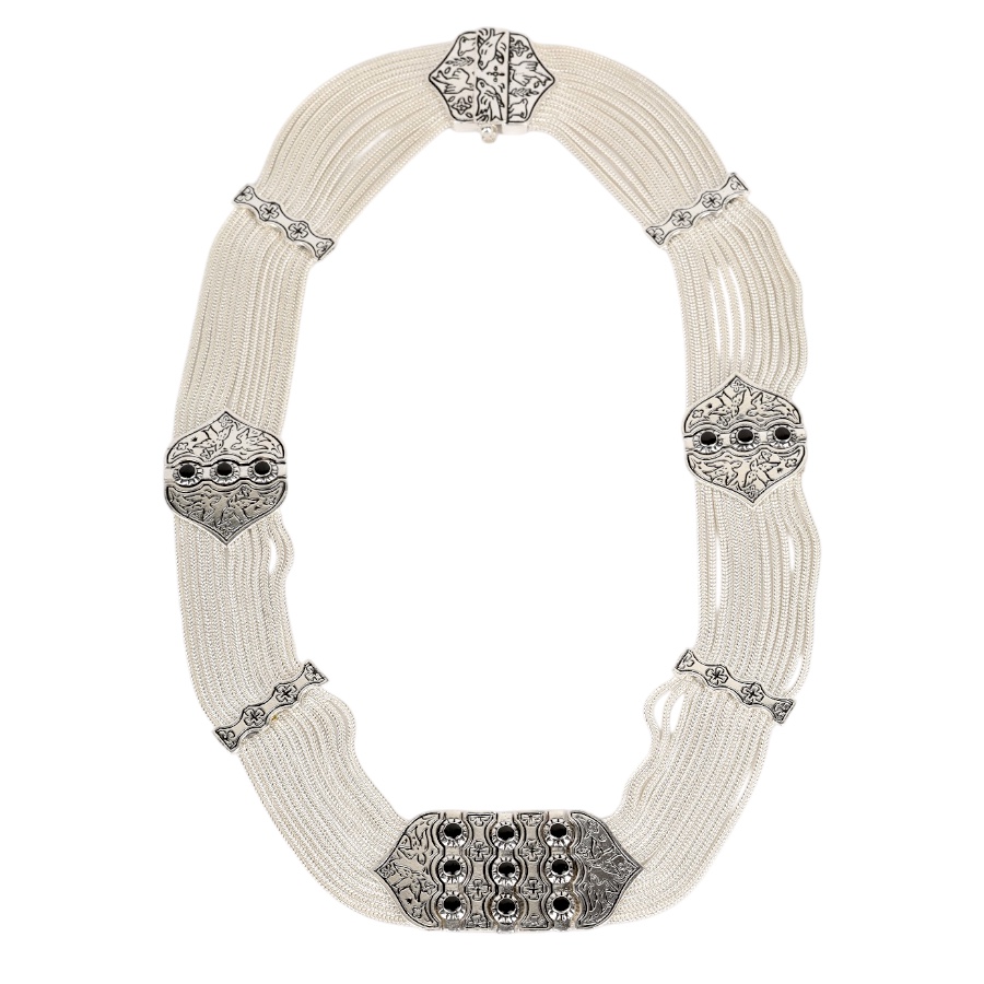 925 Sterling Enamel and Bird Motif Wicker Necklace