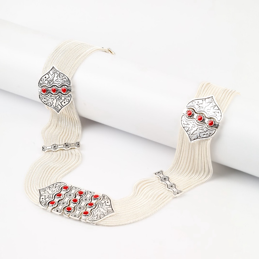 925 Sterling Enamel and Bird Motif Wicker Necklace