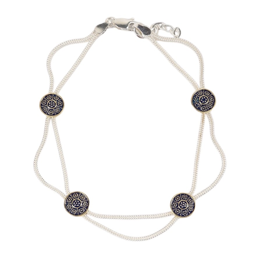 925 Carat Flower Motif Mardin Straw Anklet