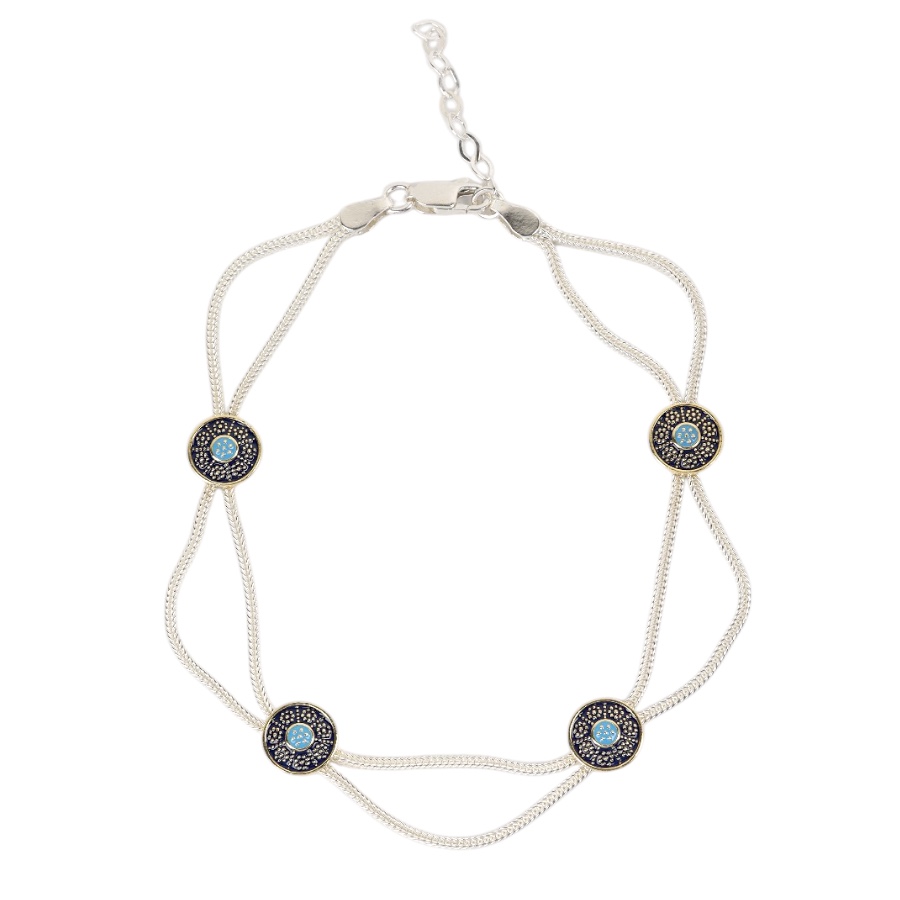 925 Carat Flower Motif Mardin Straw Anklet