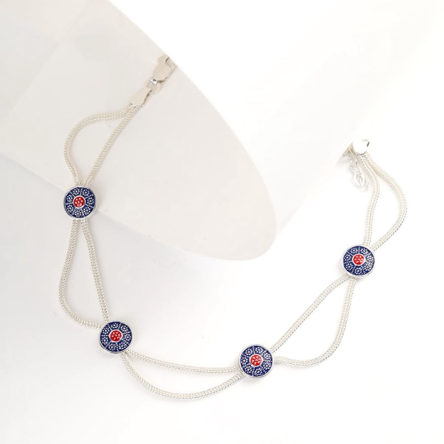 925 Carat Flower Motif Mardin Straw Anklet
