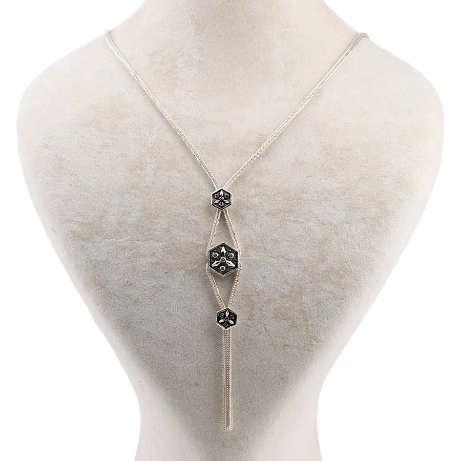 925 K Rüzgar Rose Motif Mardin Mesh Necklace