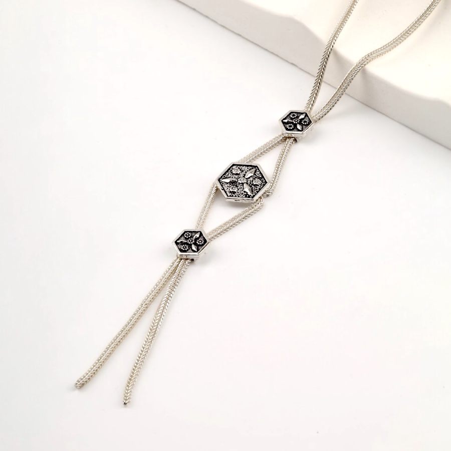 925 Sterling Mardin Straw Necklace with Motif