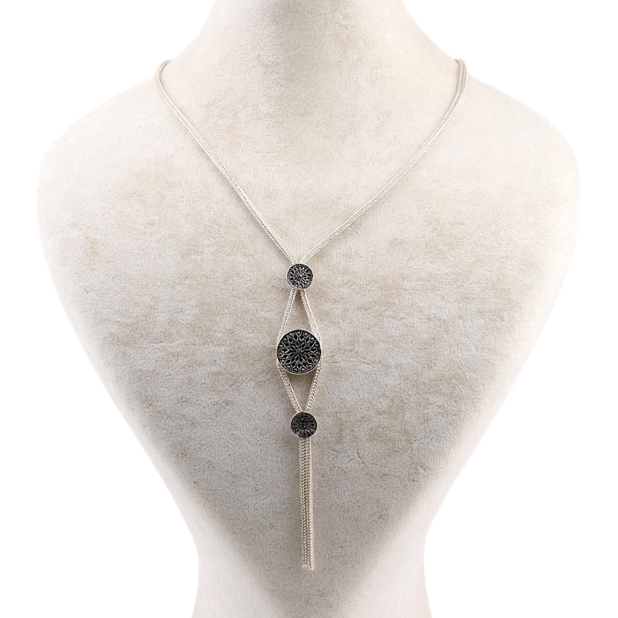 925 K Hitit Motif Mardin Mesh Silver Necklace