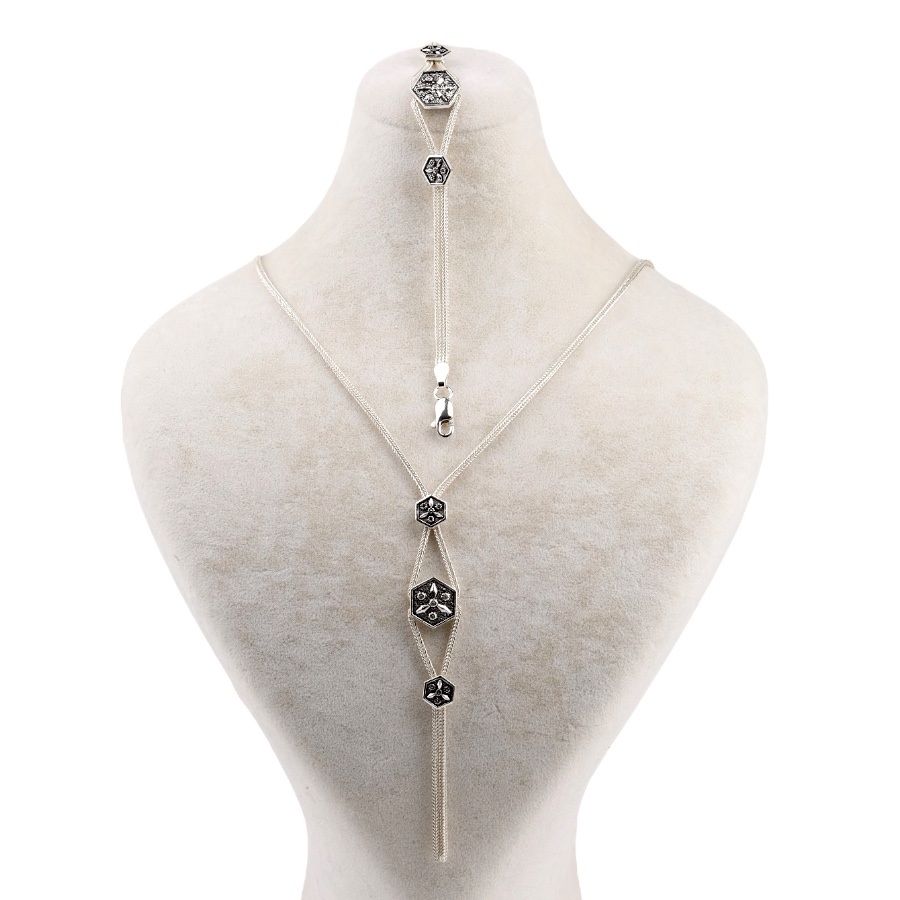 925 Carat Motif Mardin Wicker Silver Set