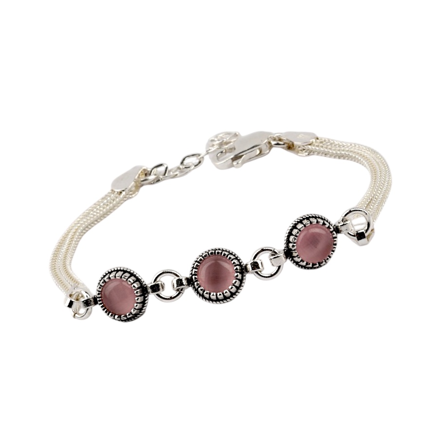 925 Sterling Silver Turquoise Stone Mesh Bracelet